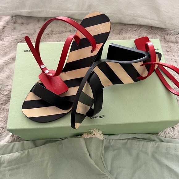 Off white zip tie ankle strap heels size 6 - Picture 9 of 16